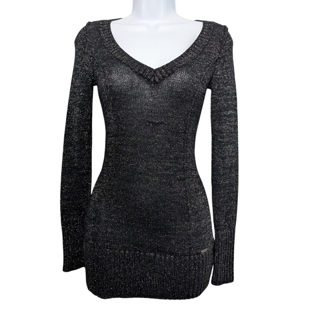 Guess Womens Size Small Sweater Top Metallic Semi Sheer Y2k Vintage